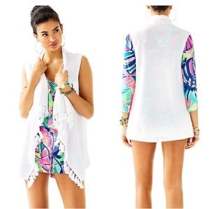 Lilly Pulitzer Abbott Sweater Tassel Vest White XS